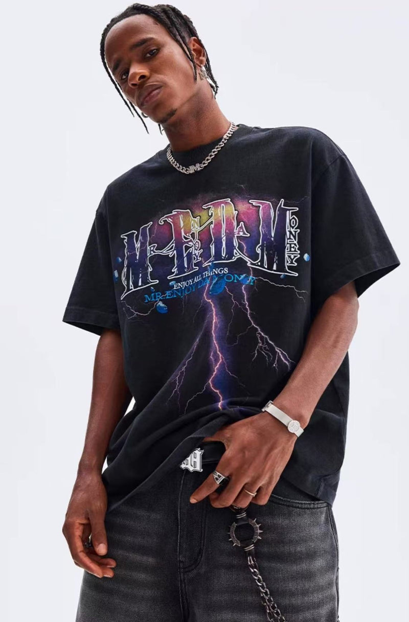 MEDM Washed Lightning Thermoset Oil Short Sleeve T-Shirt