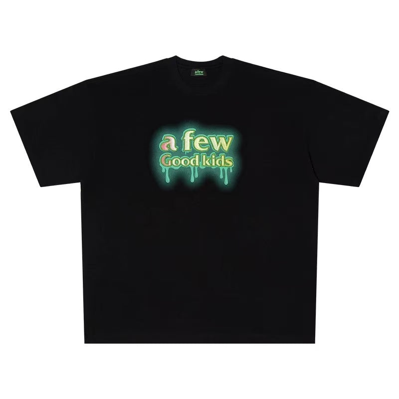 AFGK Versatile Melted Syrup Letter Short-sleeves T- shirt