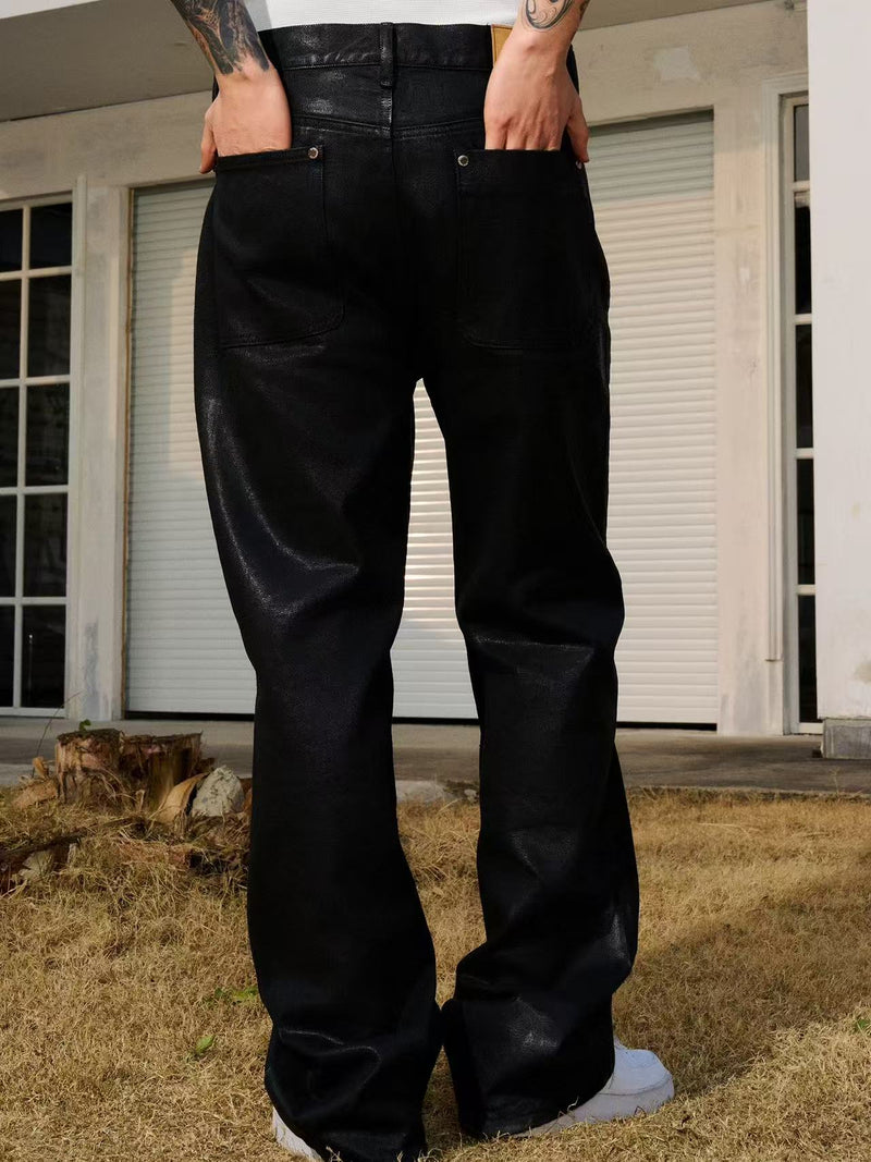 AFGK Casual Loose Wax Denims Pants