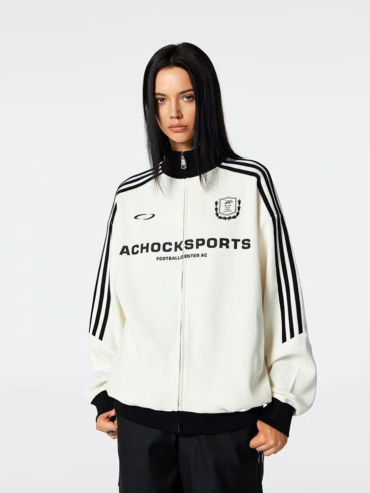 ACHOCK Stand Collar Color Matching Zipped Jacket