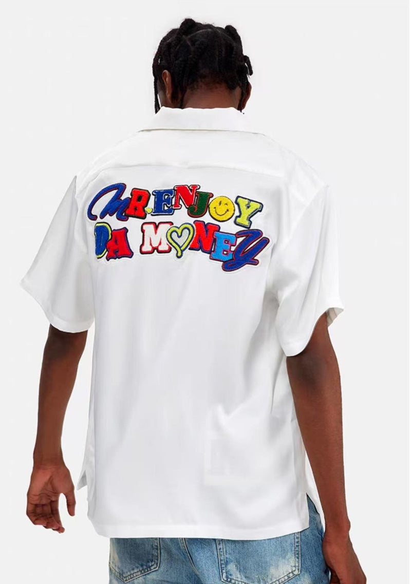 MEDM Colorful Embroidered Printed Smiley T-shirt