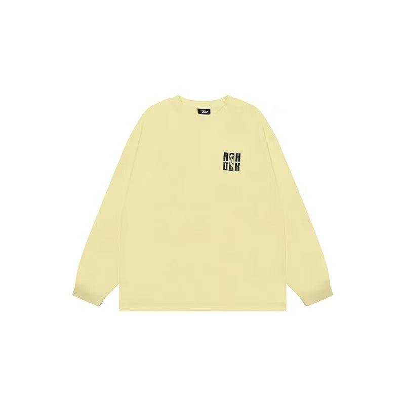 ACHOCK Basic Loose Logo Print Long-sleeved T-shirt