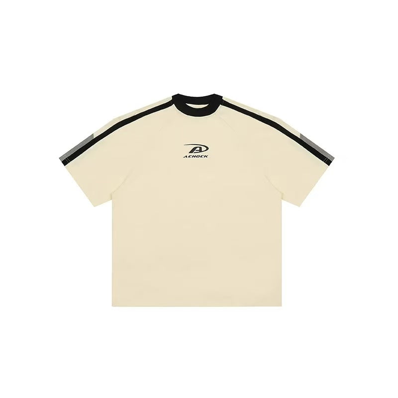 ACHOCK Contrast Color Patchwork Printed T-shirt