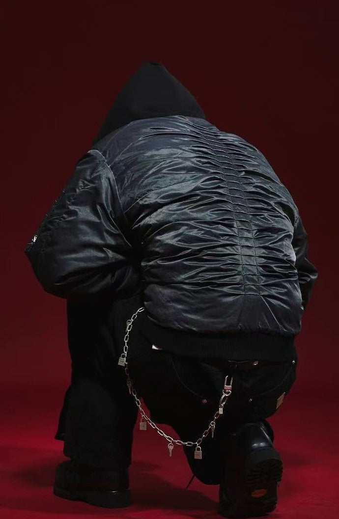 REMEDY Pleated Quilted Bomber Jacket
