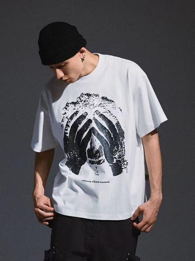 REMEDY Portrait Crackle Print Short-sleeved T-shirt