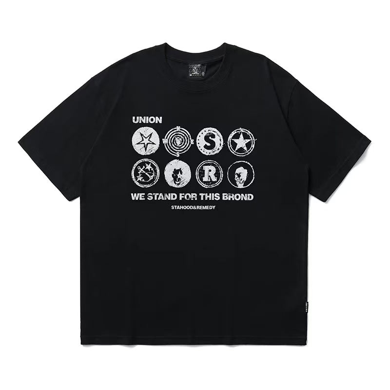 REMEDYxSTA Military Medal Print Short-sleeved T-shirt