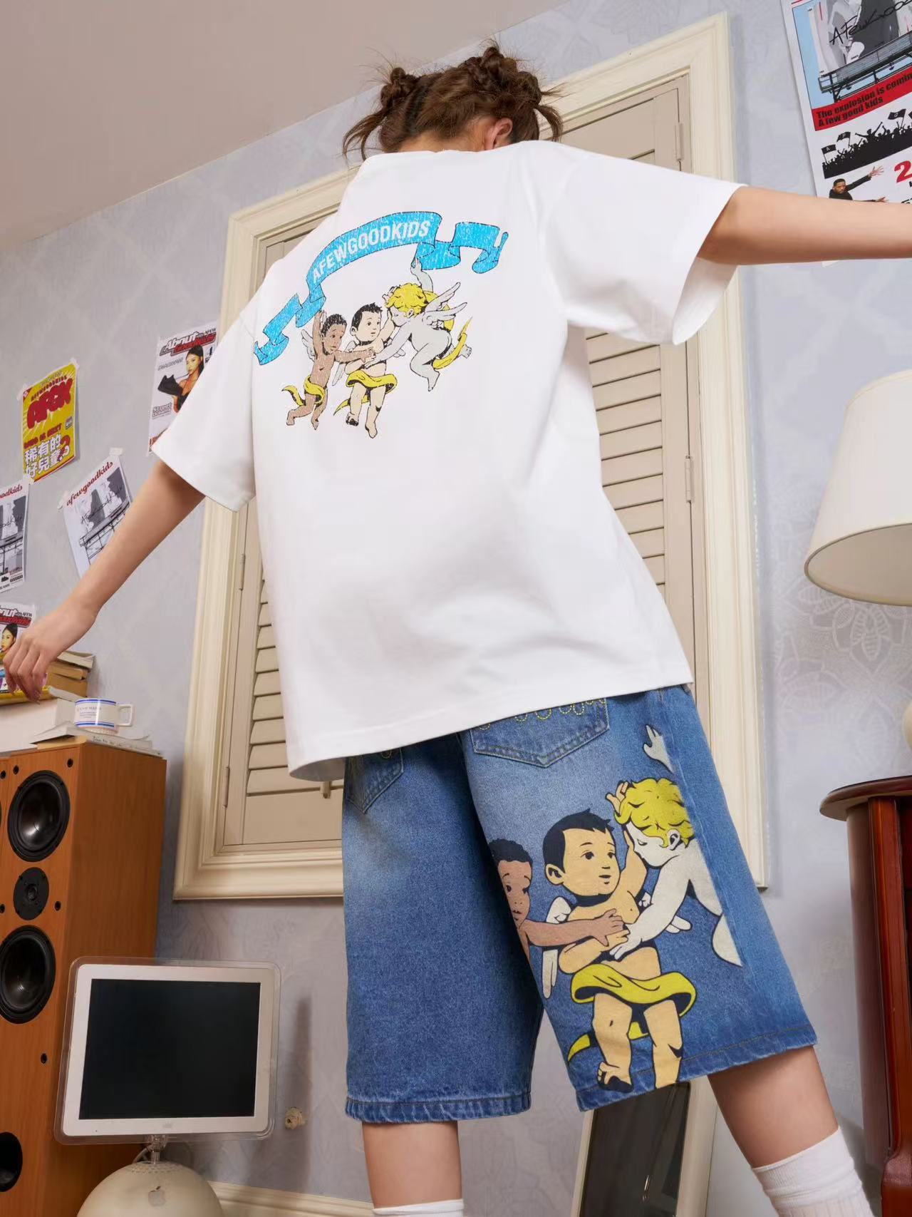 AFGK Three Angels Denim Shorts