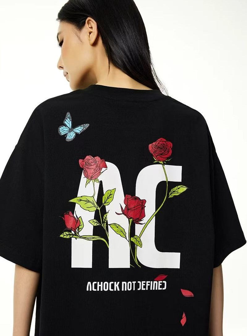 ACHOCK Logo Rose Print T-shirt