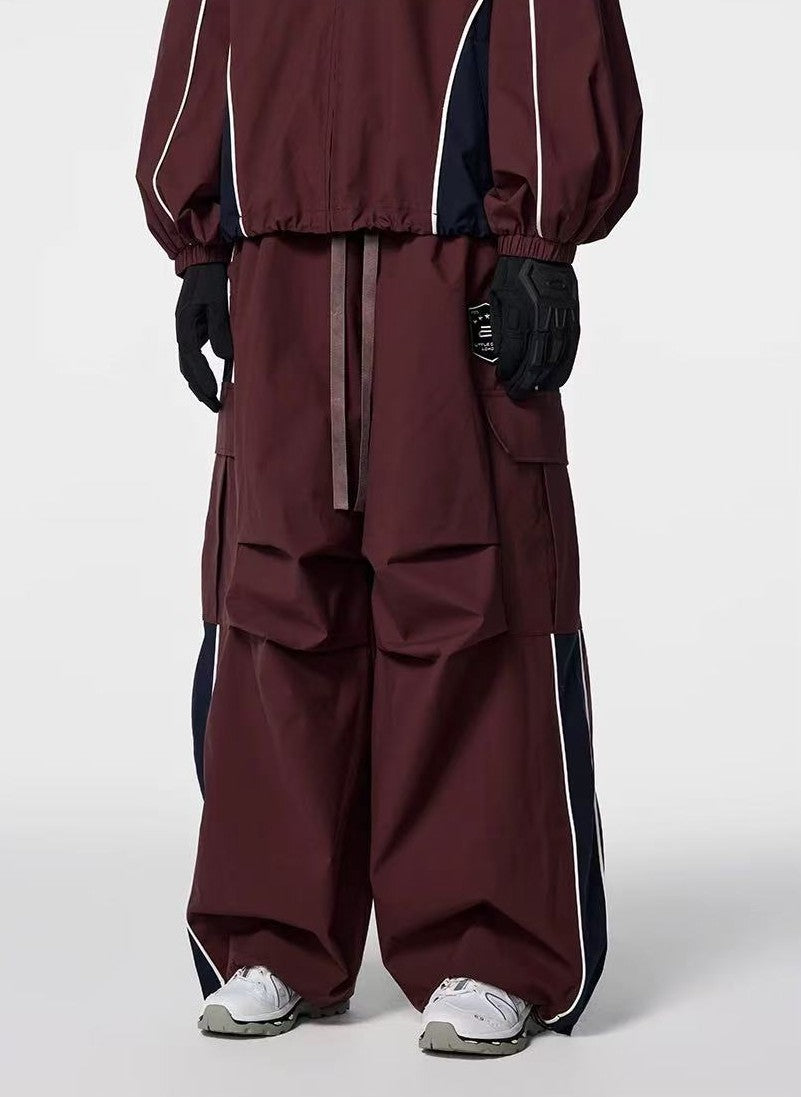 ACHOCK Retro Vintage Side Stripe Outdoor Cargo Paratrooper Pants