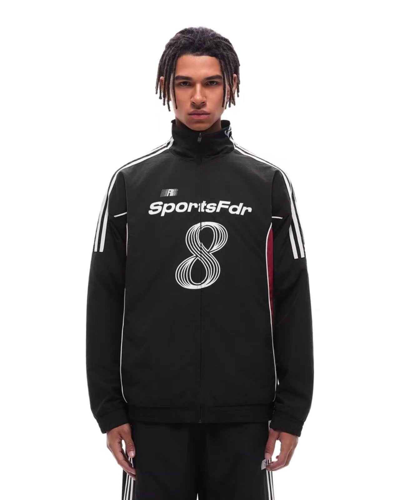 FDR Stand Collar Patchwork Color Contrast Jacket