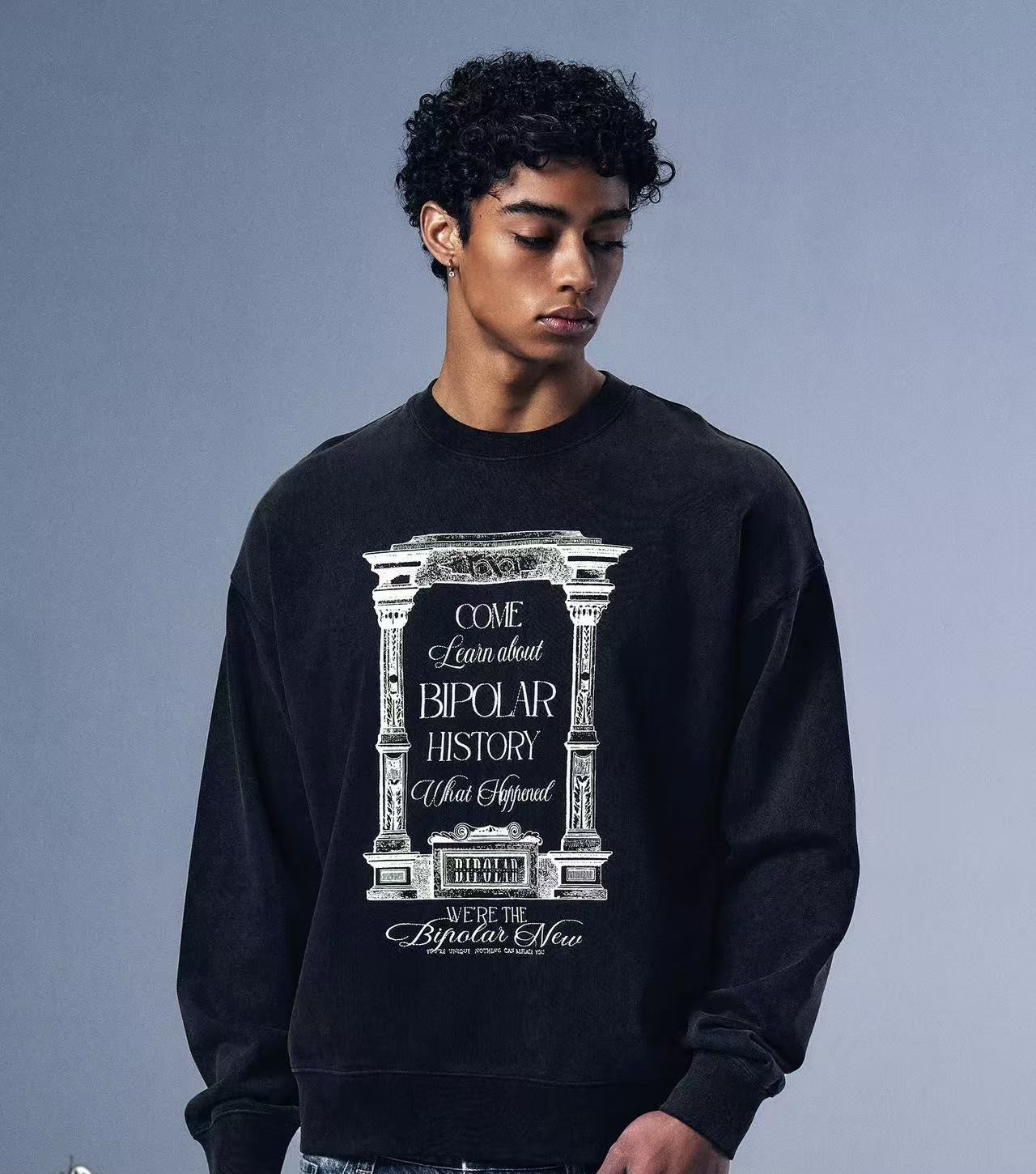 BIPOLAR Retro Street Hip Hop Crew Neck Sweatshirt