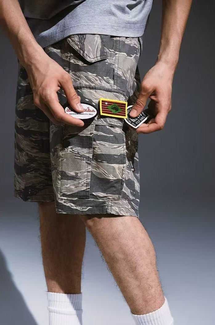 REMEDY Leopard Camo Cargo Shorts (x3 Velcro Patches)