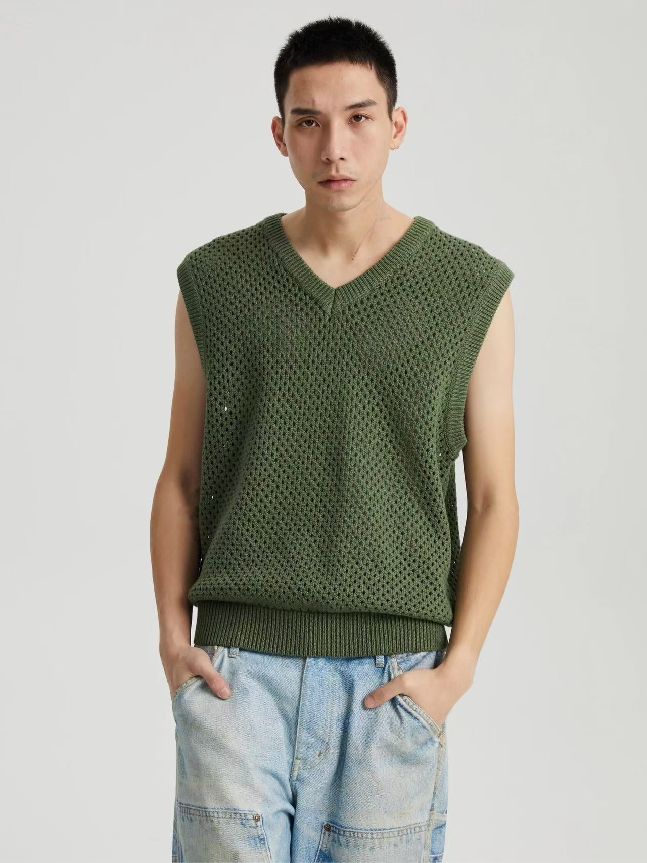 WASSUP Hollow V-neck Wool Vest
