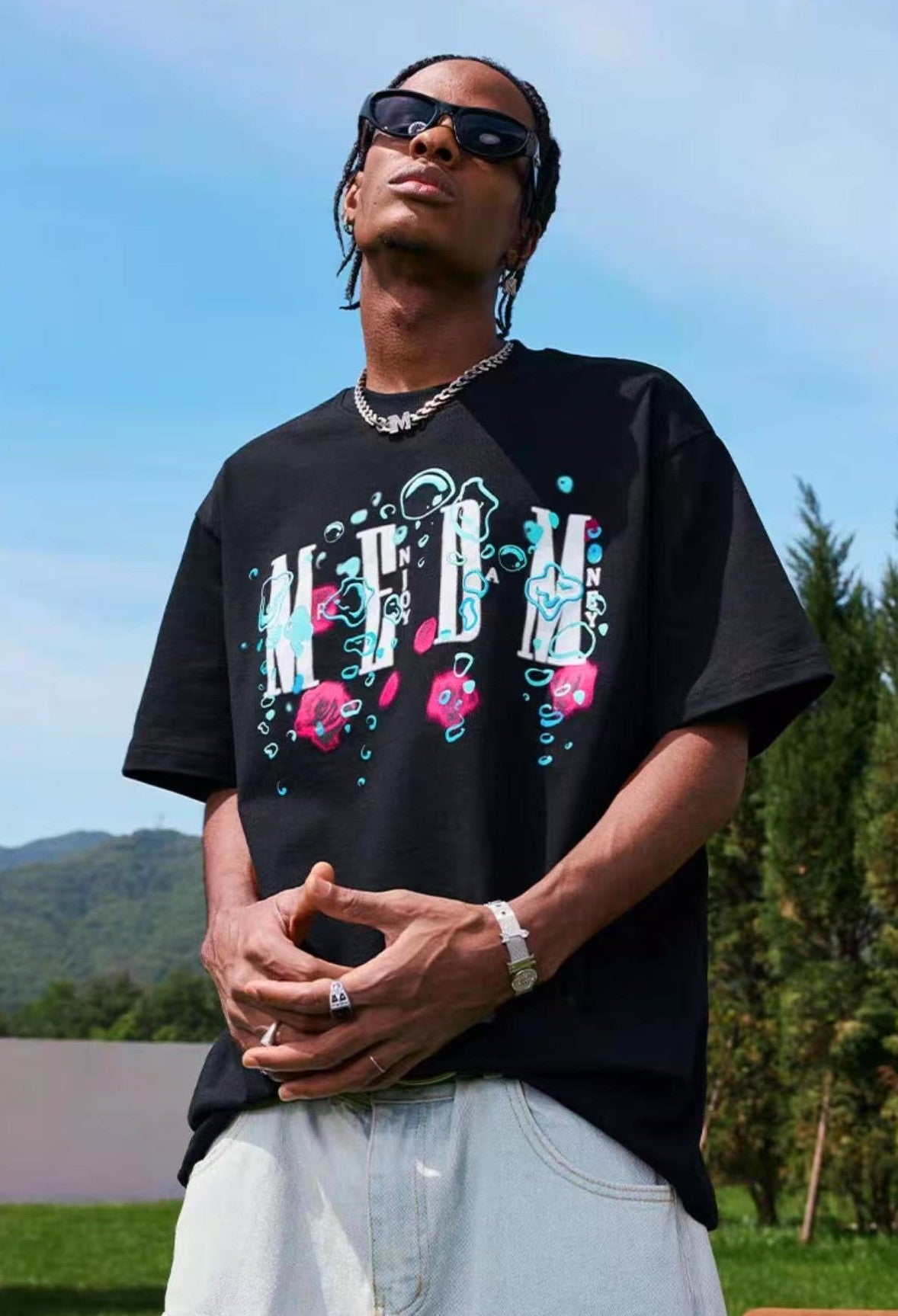 MEDM Boiling Bubbles Embroidered Short-sleeved T-shirt