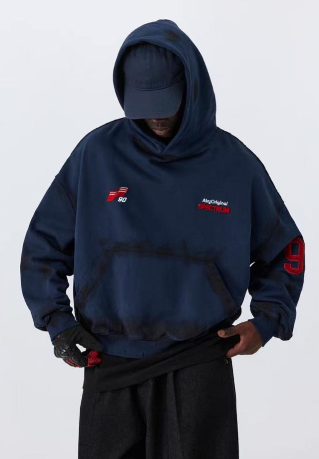 ATRY Dirty Destroyed Heavyweight Cropped Embroidered Hoodie