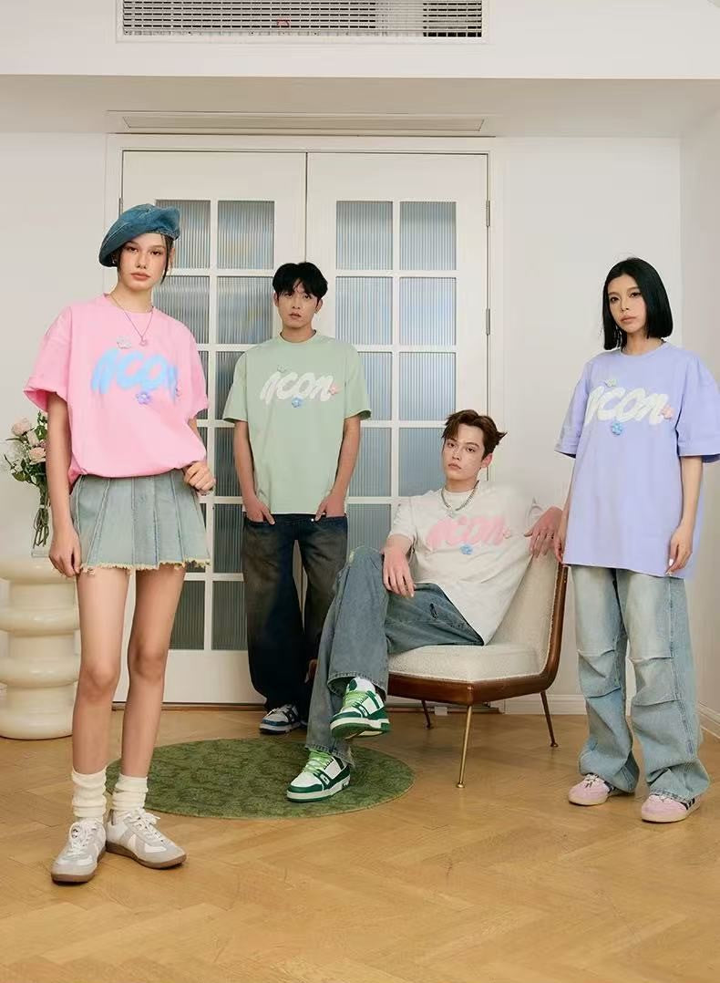 ICONSLAB 3-D Woolen Flower Logo T-shirt