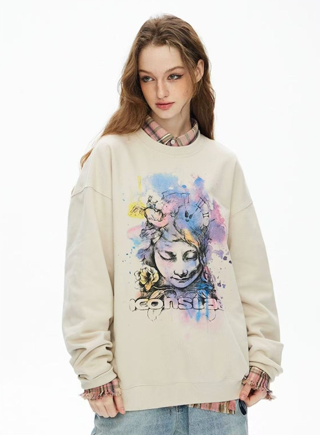 ICONSLAB "Angel's Memories" Glitter Hot Diamond Pullover Sweatshirt