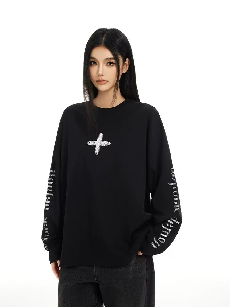 ACHOCK Retro Simple Cross Long-sleeved Tee