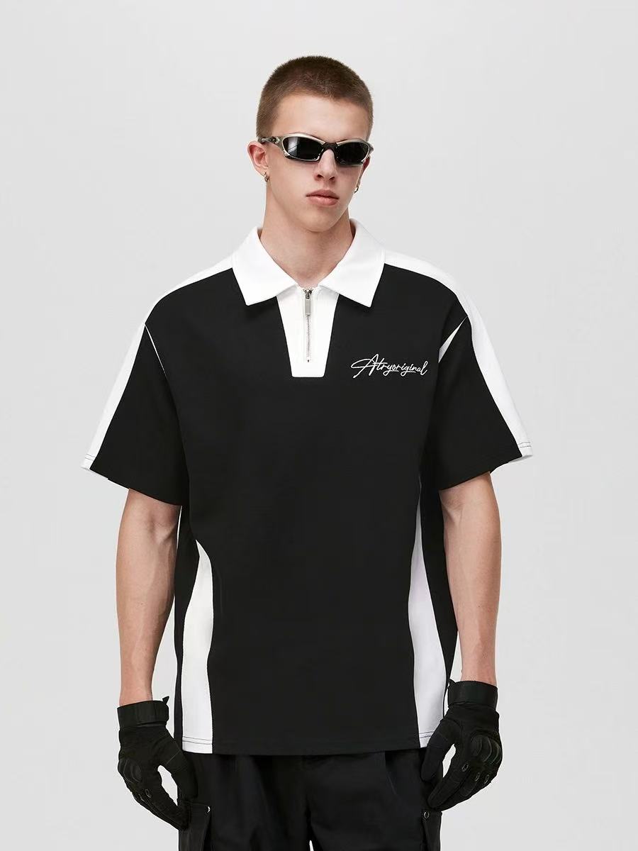ATRY Logo Stitching POLO Zippr T-shirt