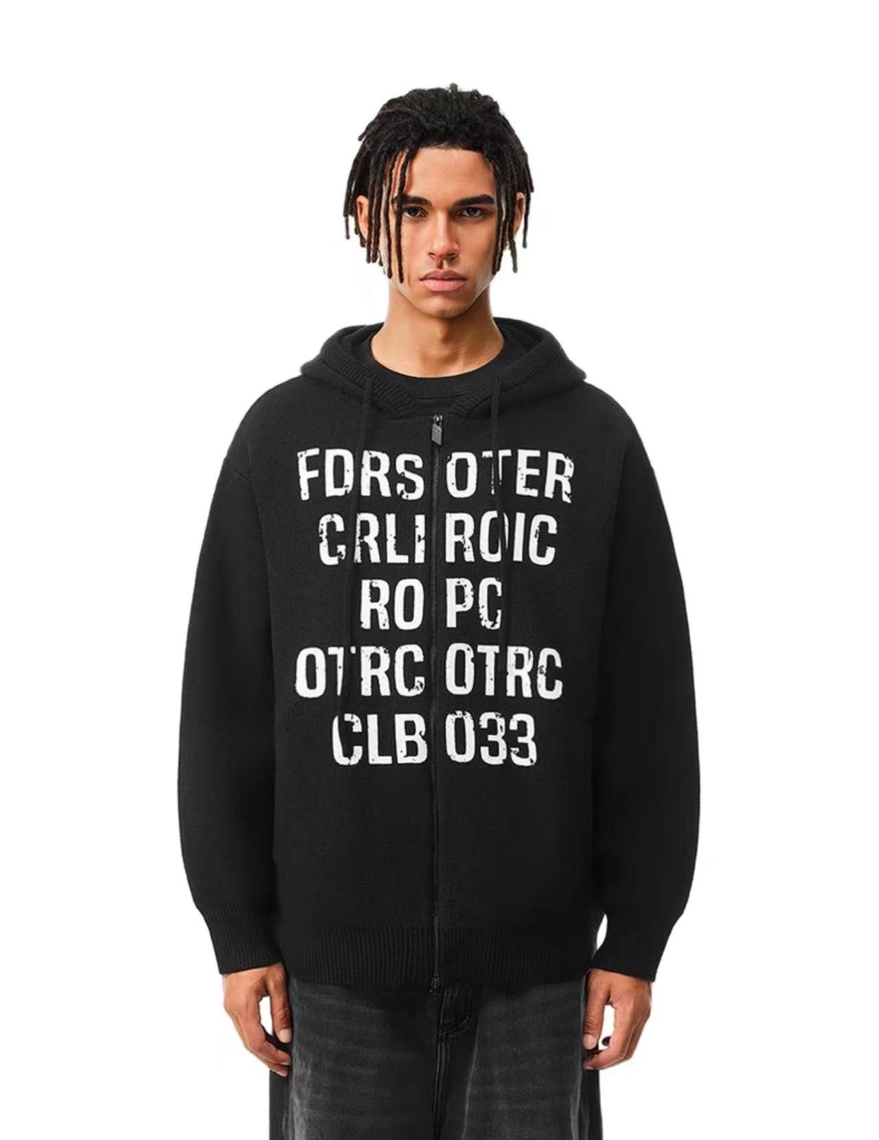 FDR Mottled Font Zipper Hoodie