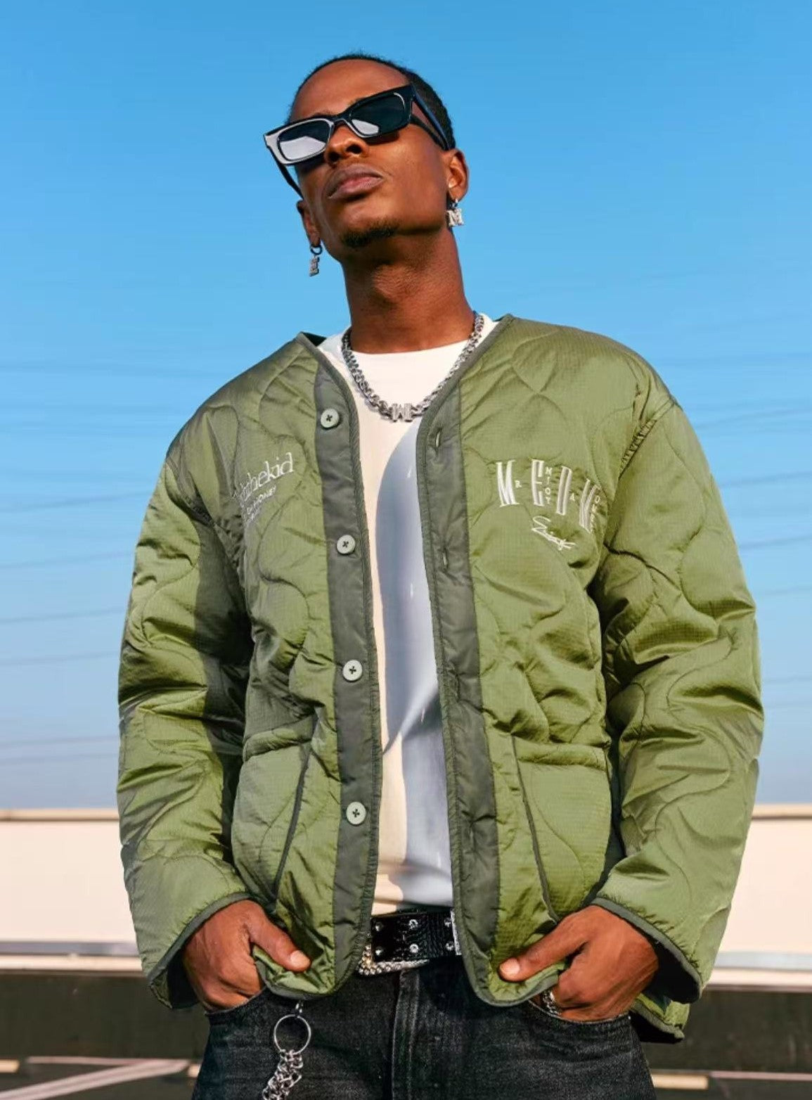 MEDM Embroidery Font Typesetting Cotton Coat