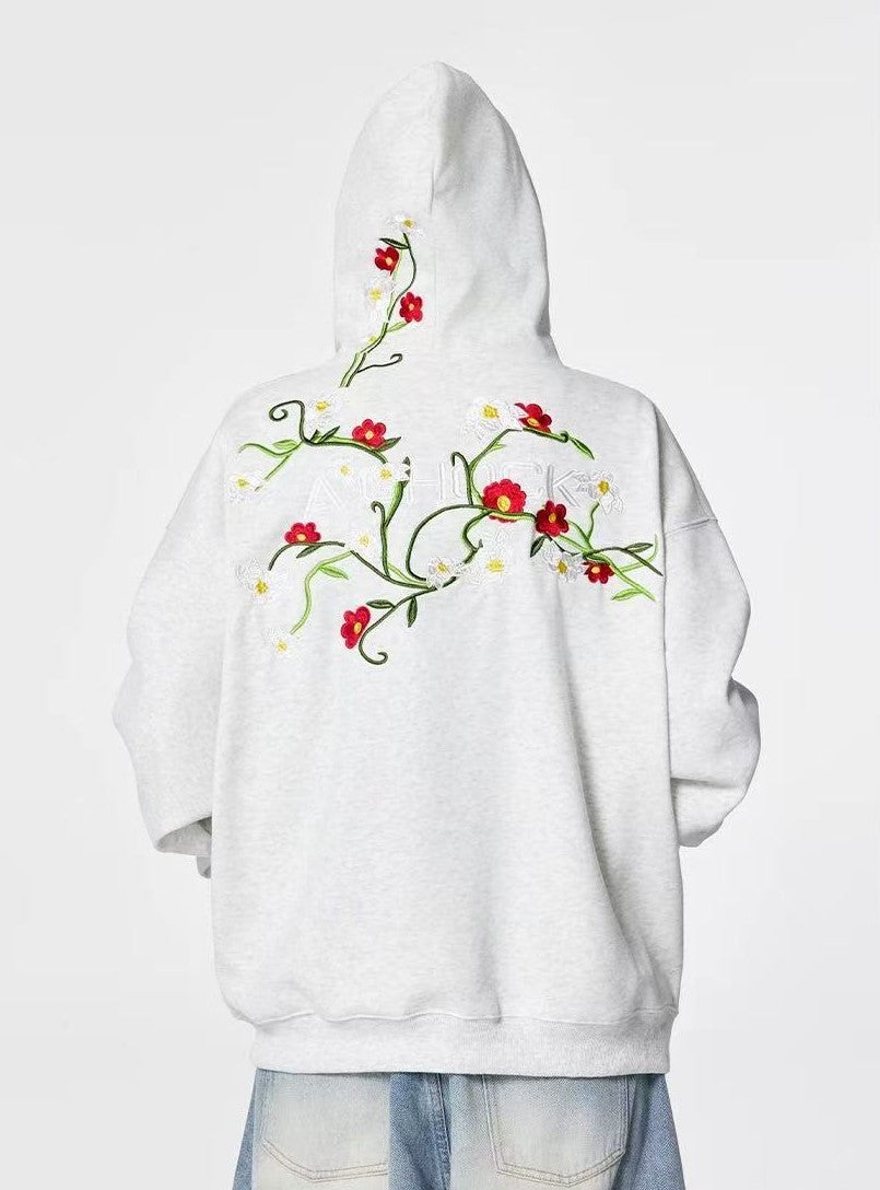 ACHOCK Heavy Floral Embroidered Hoodie