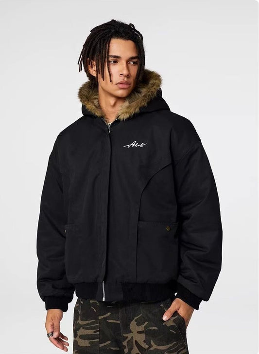 ACHOCK Wind-resistant Thickened Double-sided Bomber Jacket