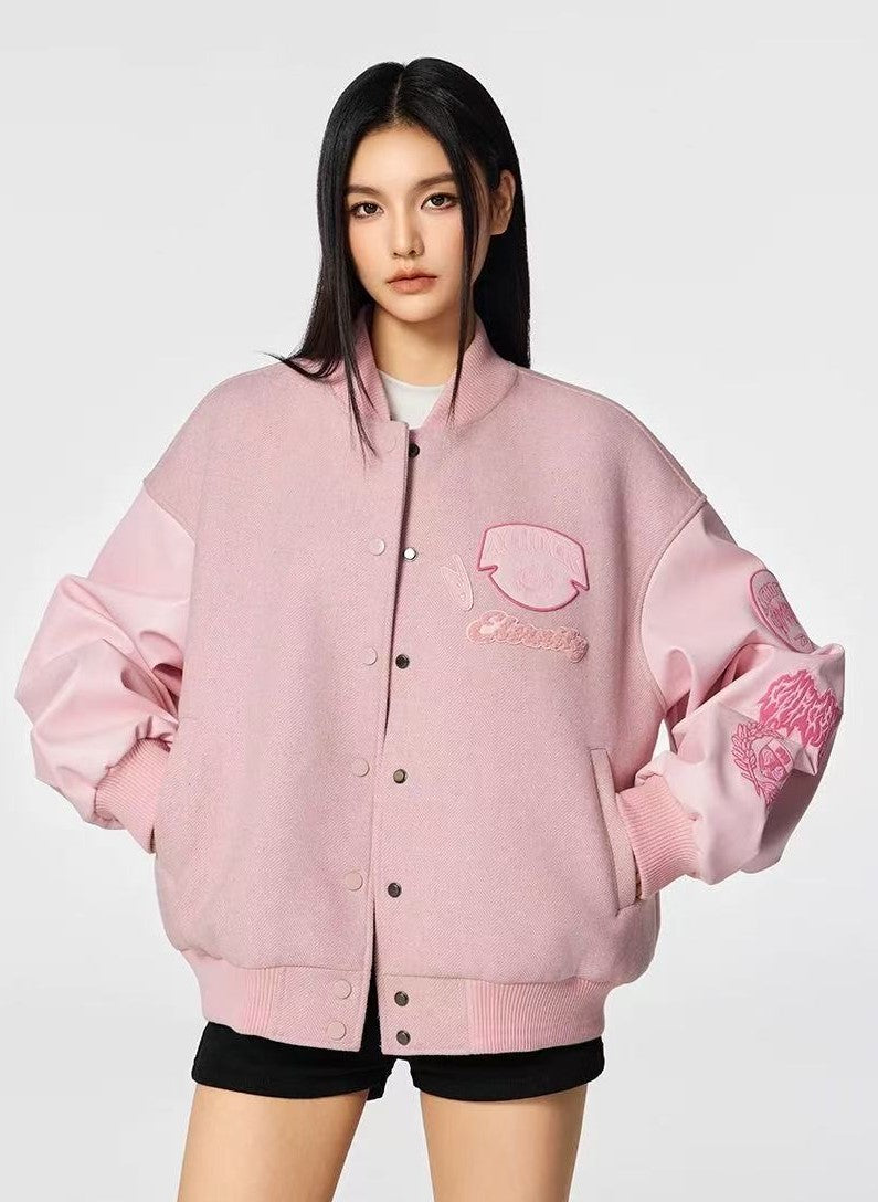 ACHOCK Vintage Embroidered Baseball Jacket