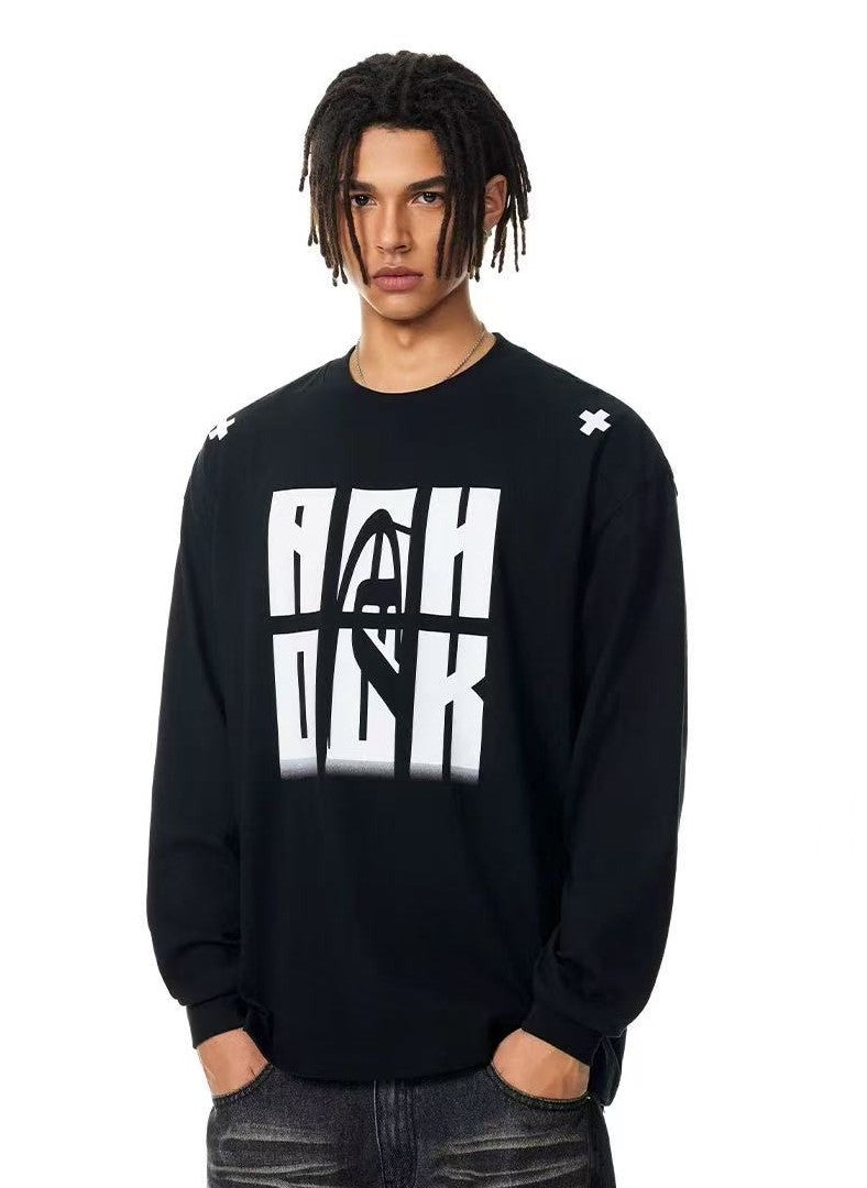 ACHOCK Heavy Letter Print Long-sleeve T-shirt