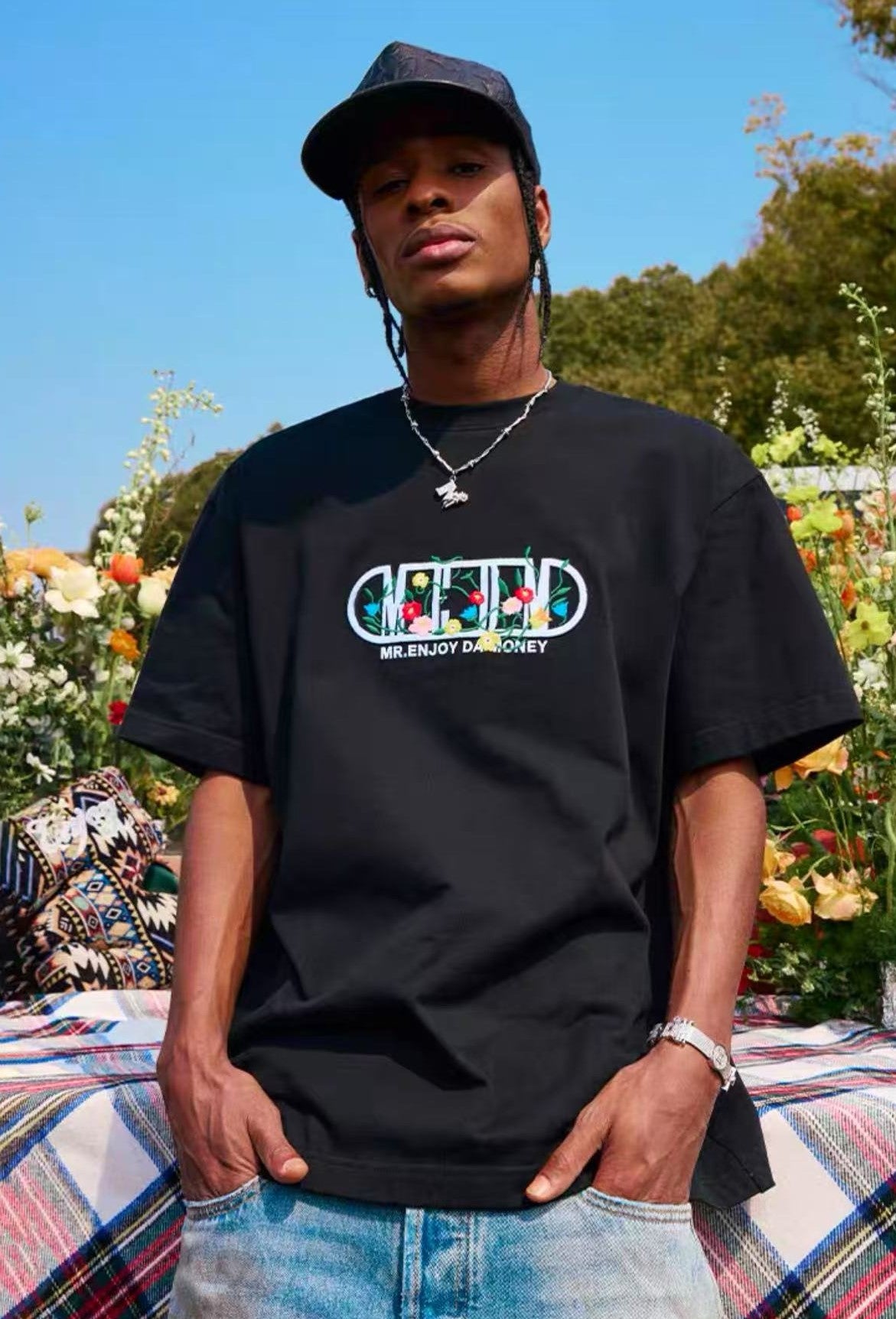 MEDM Capsule Floral Logo Print Short-sleeved T-shirt