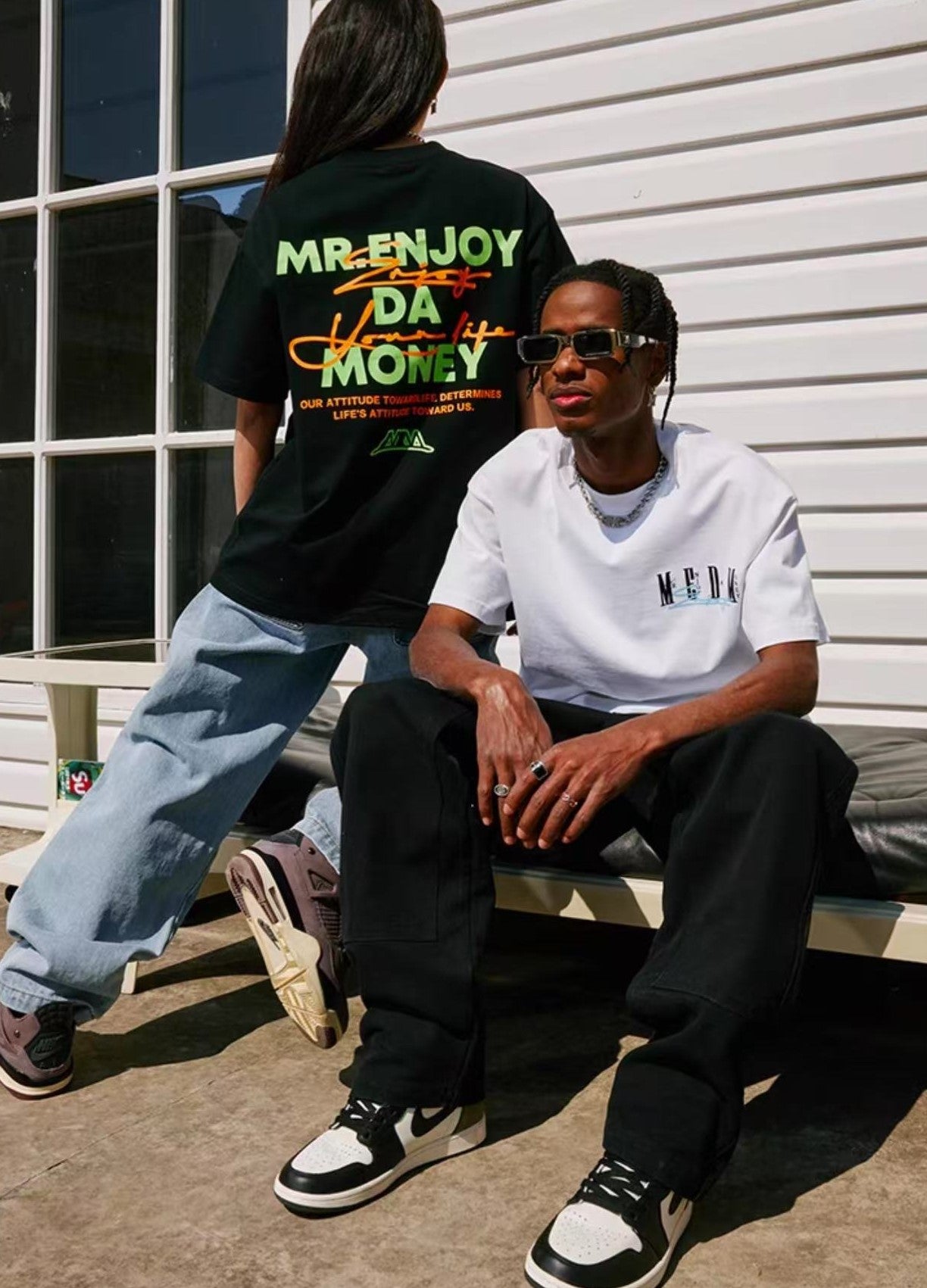 MEDM Summer Graffiti Letter Print Short Sleeve T-Shirt