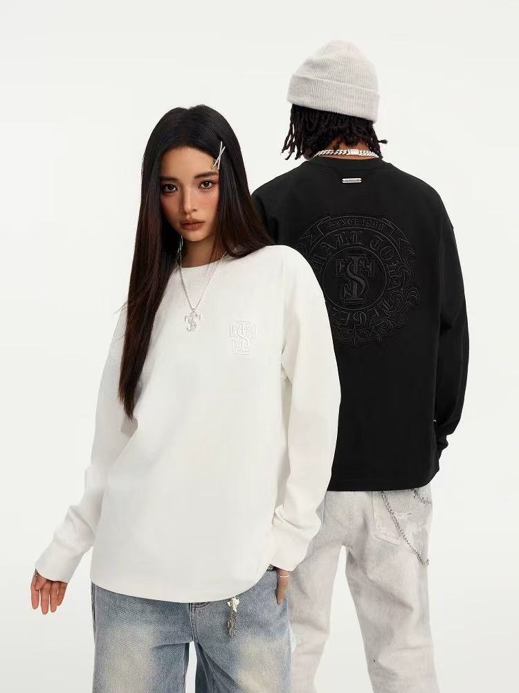 STK Vintage Circular Applique Embroidered Long-Sleeve T-Shirt