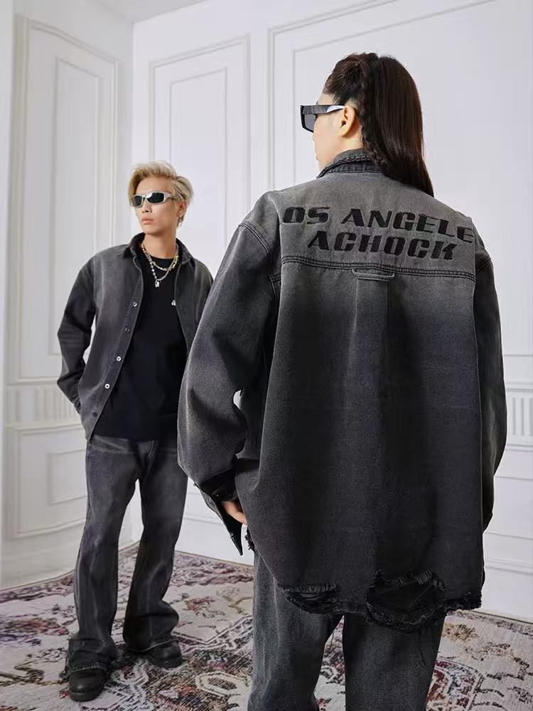 ACHOCK Retro Distressed Denim Jacket