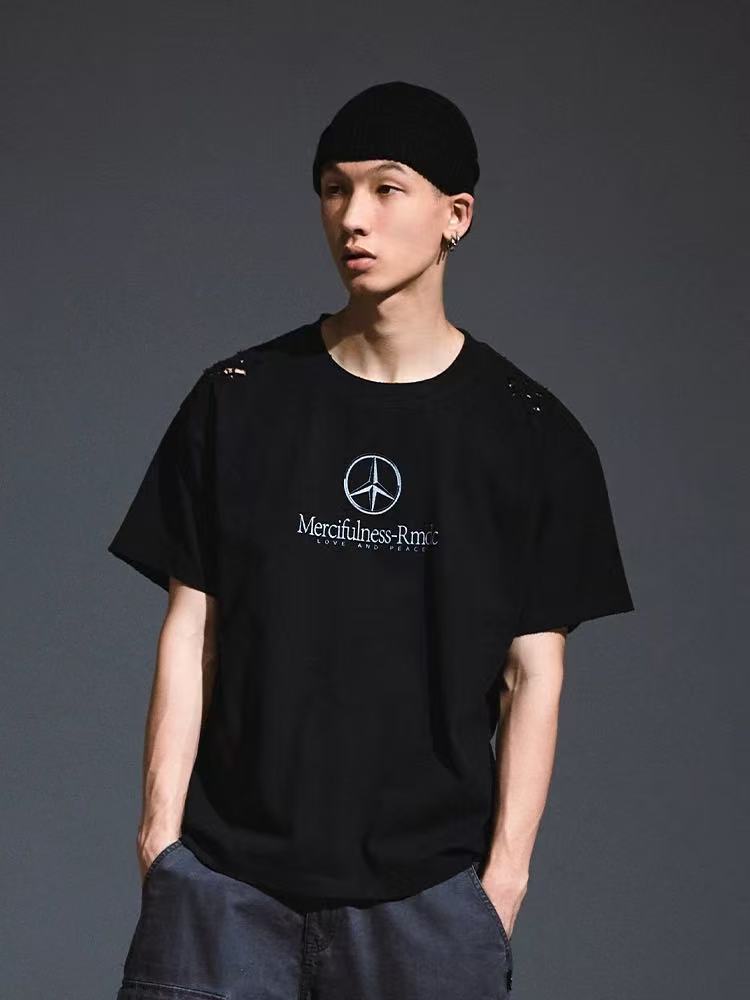 REMEDY Retro Distressed Short-sleeved T-shirt