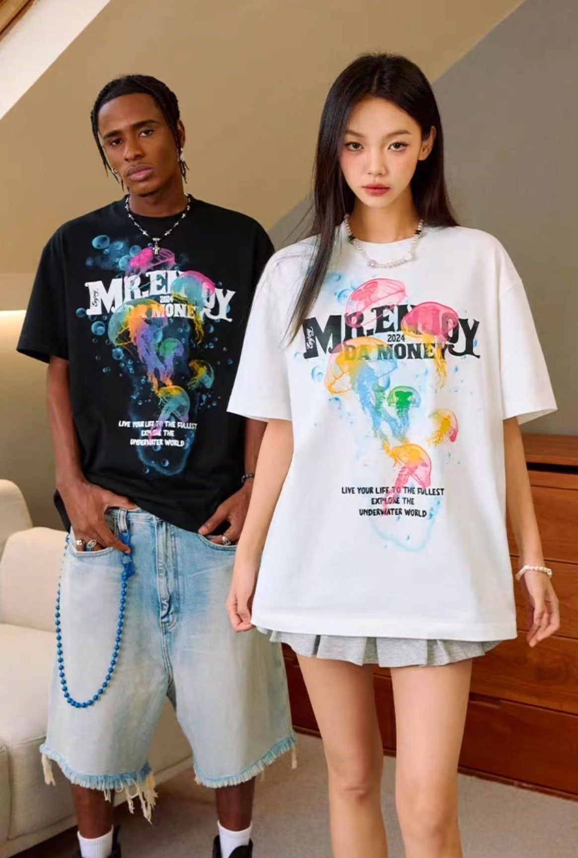 MEDM Gradient Jellyfish Short-sleeved T-shirt