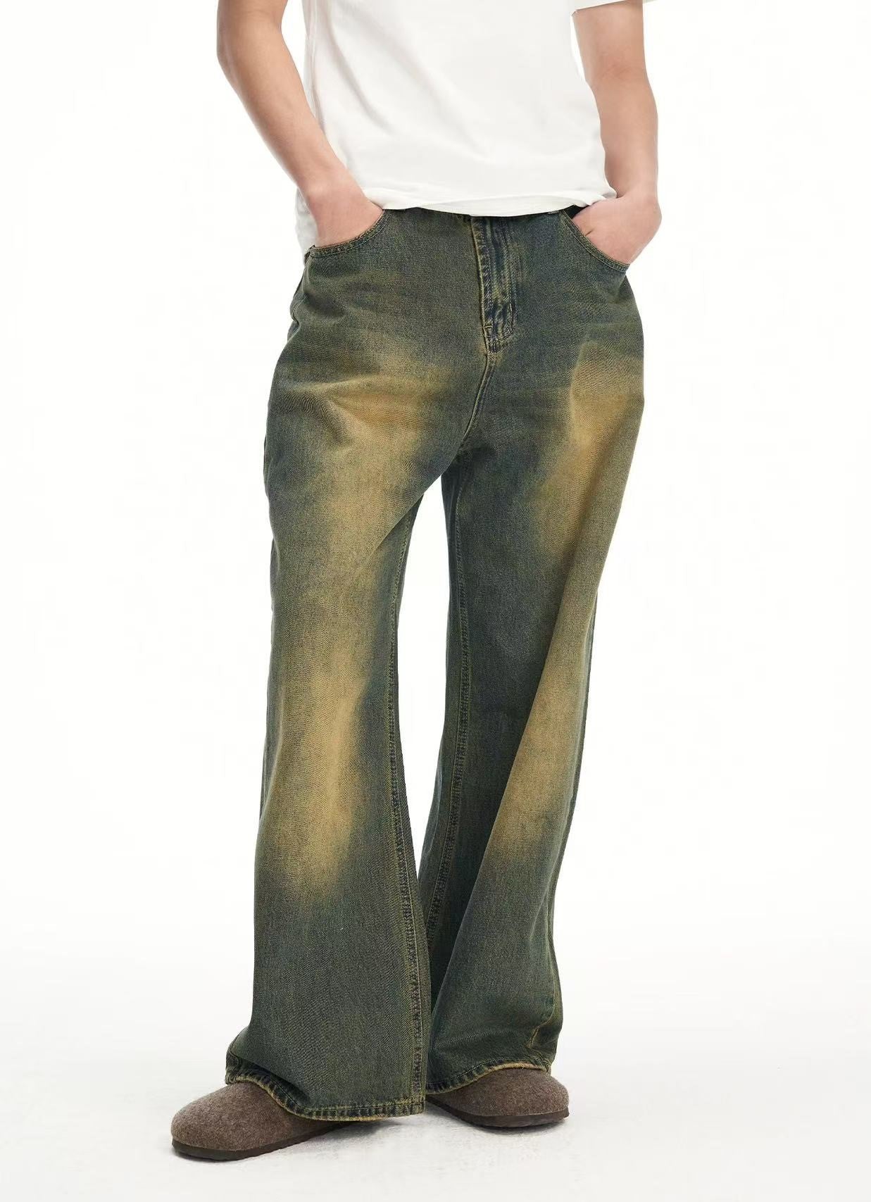 BIPOLAR Distressed Straight Floor-length Trousers