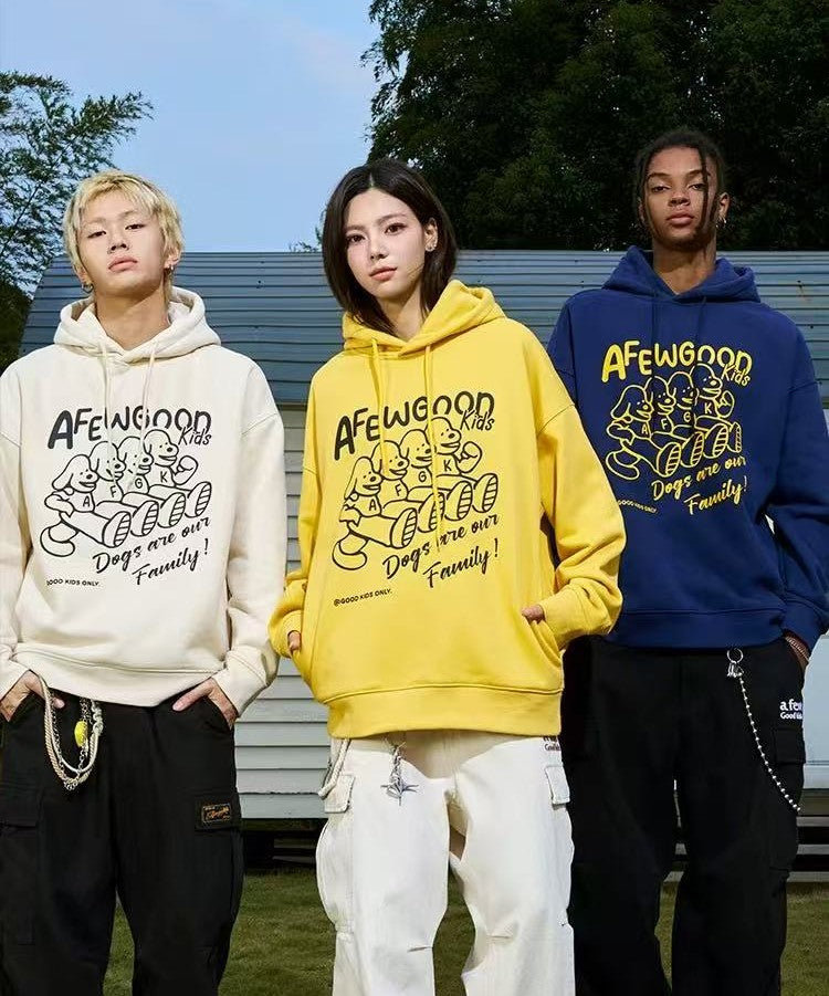 AFGK Friendly Puppy Cartoon Plush Hoodie