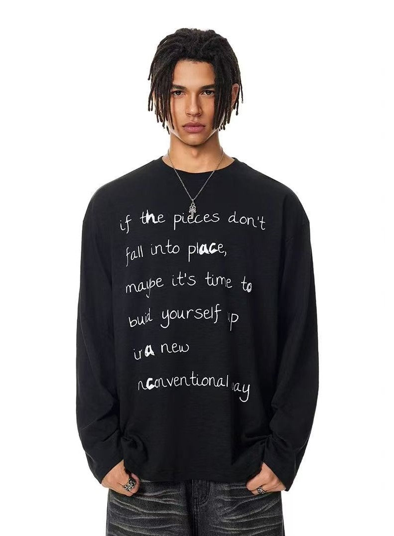 ACHOCK Bamboo Handwritten Printed Long-sleeve T-shirt