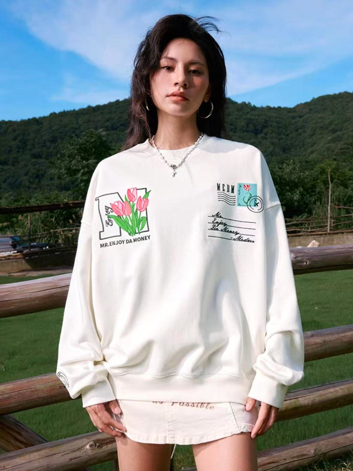 MEDM Postcard Crew Neck Sweatshirt