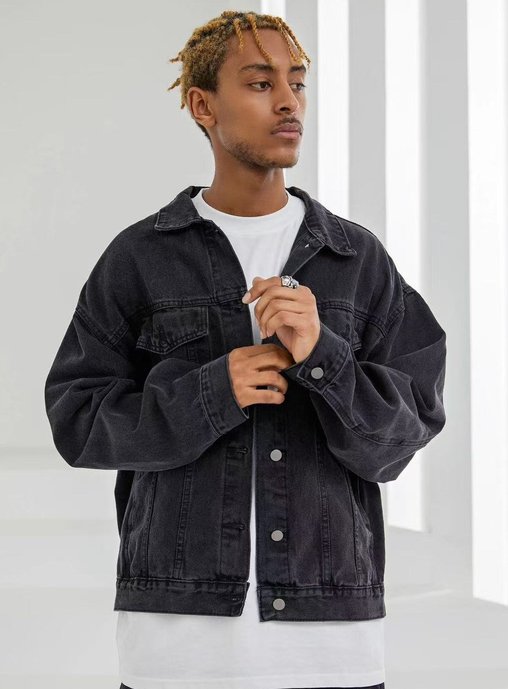 ACHOCK Simple Solid Color Denim Jacket
