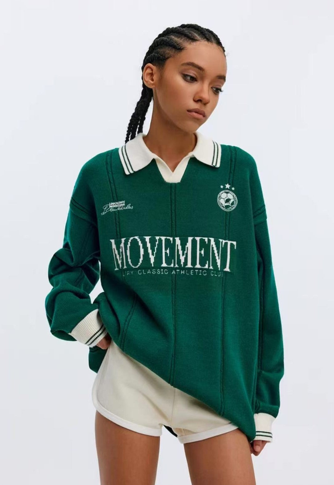 ATRY Contrast Embroidered POLO Striped Sweater