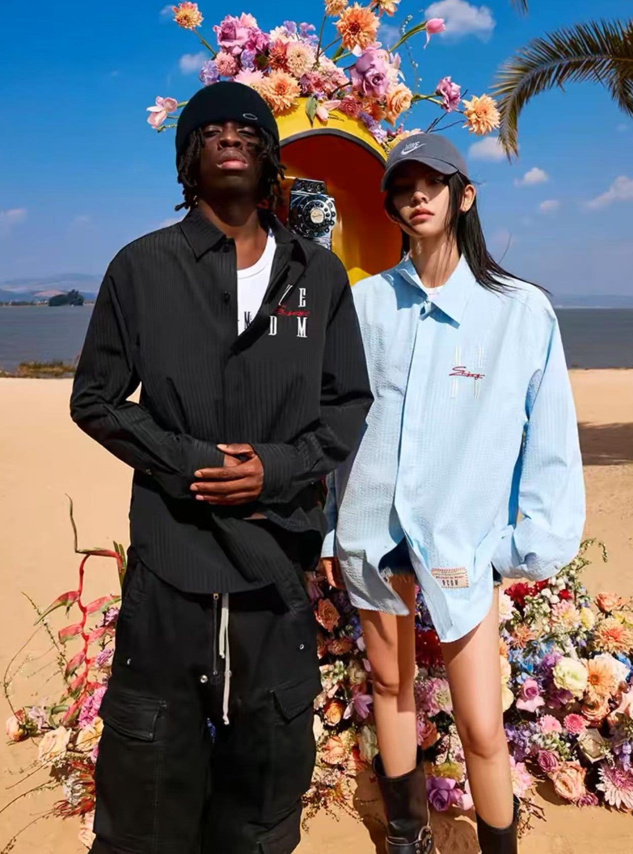 MEDM Letter Embroidered Long- sleeve T-shirt