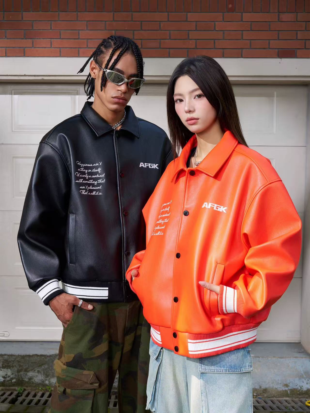 AFGK Star Angel Embroidered Leather Jacket