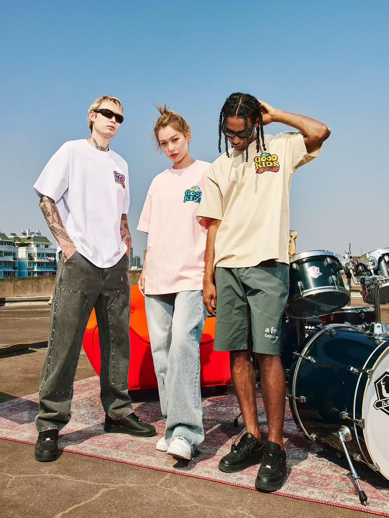 AFGK Letter Embroidered Short-sleeve T-shirt