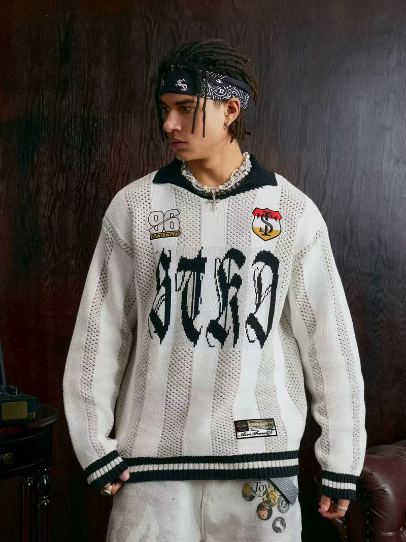STK Vintage Striped Long-Sleeve Polo T-Shirt