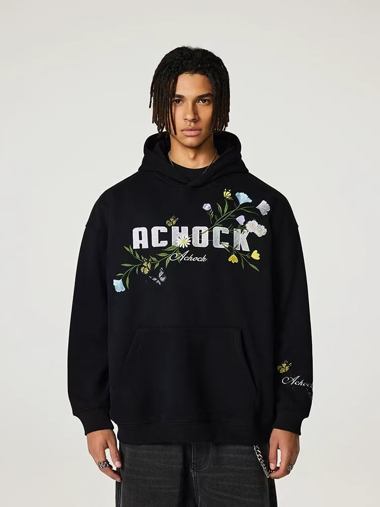 ACHOCK Floral Embroidered Hoodie