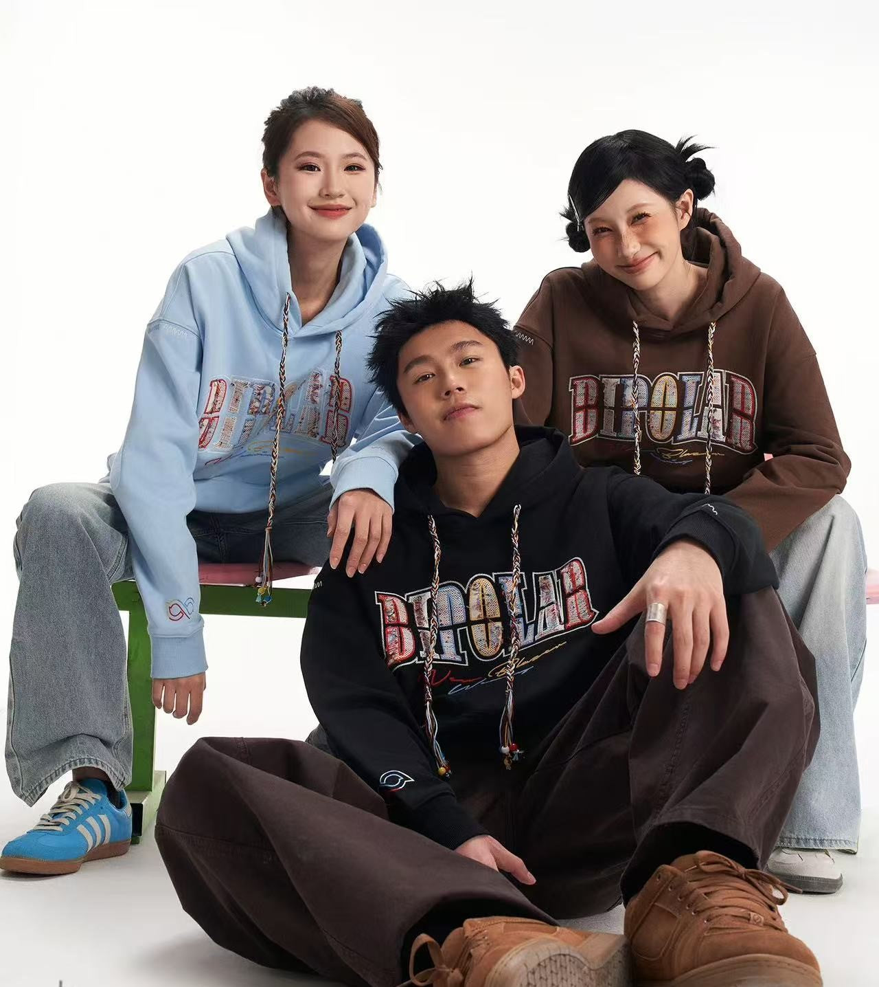 BIPOLAR Rainbow Tassel Appliqué Embroidered Hoodie