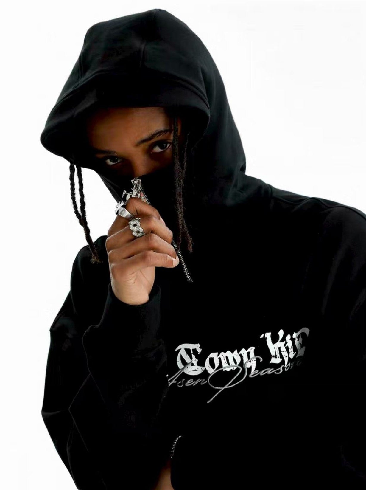 STK Hip-Hop Street Style Zipper Embroidered Hoodie