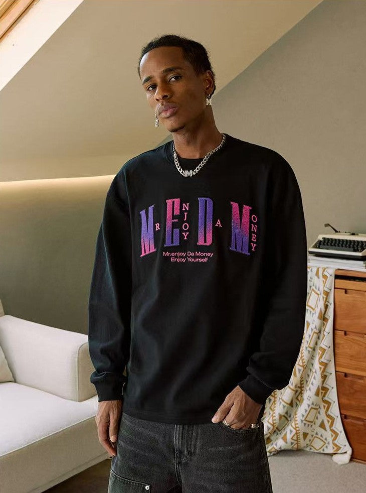 MEDM Toothbrush Embroidered Patch Long-sleeved T-shirt