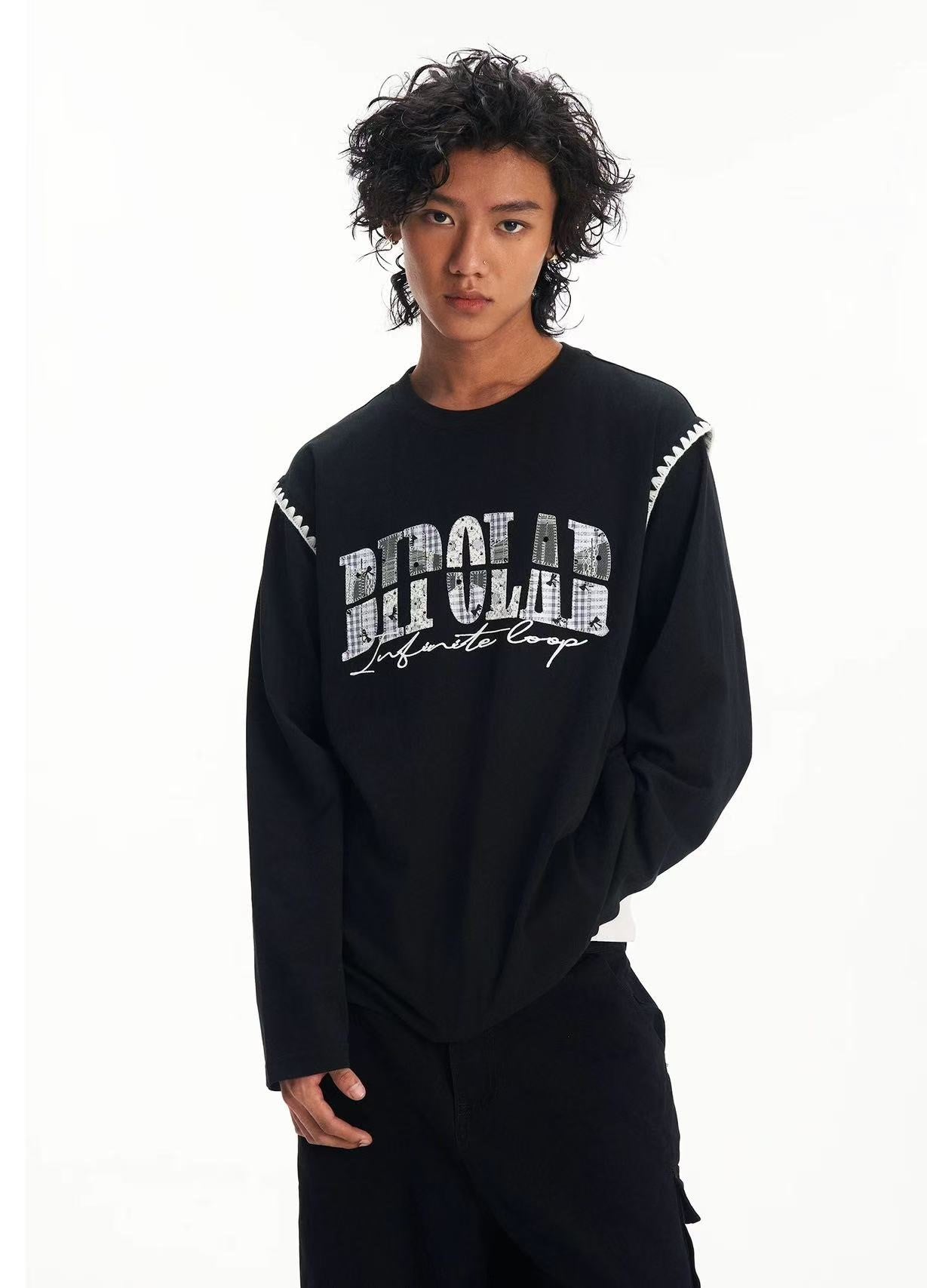 BIPOLAR Lace Polka Dot Patch Long-sleeve T-shirt